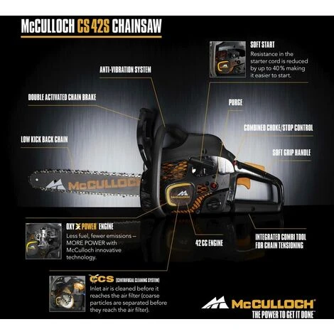 Top 10 ✨ McCulloch Tronçonneuse Thermique Soft Start - Chaîne 14" - CS 32S ✔️ 4 Top 10 ✨ McCulloch Tronçonneuse Thermique Soft Start - Chaîne 14" - CS 32S ✔️ – Image 4